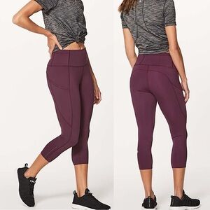 Lululemon Fast & Free High Rise Crop Leggings II Nulux 19" in Dark Adobe Sz 4